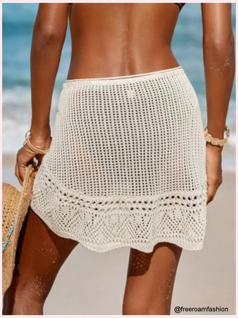 CUPSHE Women's Crochet Coverup Skirt Wrap Knit Mini Swimwear Beach Cover Up